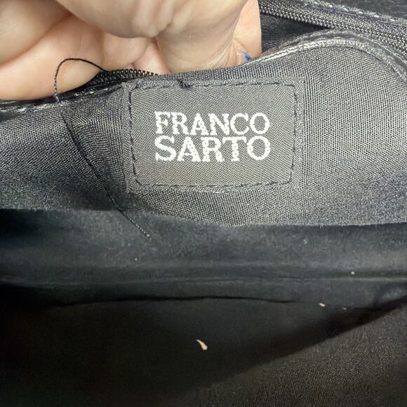 Franco Sarto Purse Black Leather Satchel Hand Shoulder Bag Buckles CUTE - Picture 12 of 16